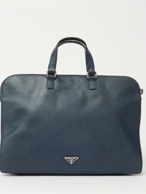 Prada Dark Blue Saffiano Leather Briefcase